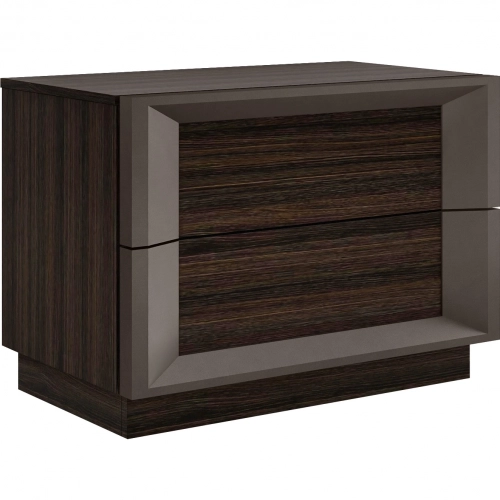 Strato Nightstand in Black Oak Finish & Brown Metal Lacquer